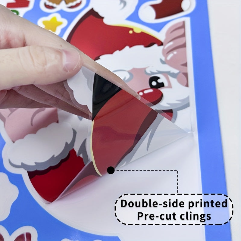 Christmas Window Stickers Set with Santa Snowman Elk Snowflake Decorations