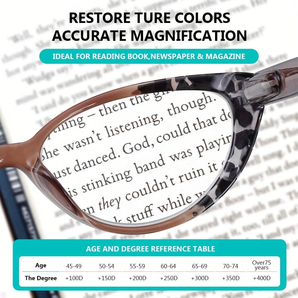 Women's Blue Light Blocking Reading Glasses Cat Eye Style Spring Hinges UV Protection