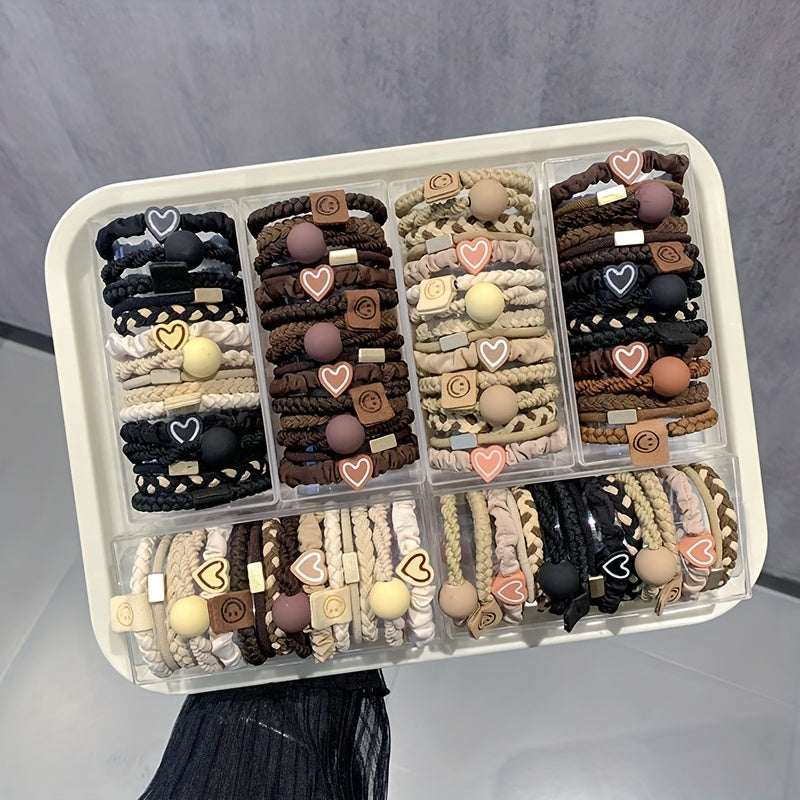 Set of 20 Bohemian Style Beaded Hair Ties for Women and Girls Elastic Bands for Ponytails and Sports