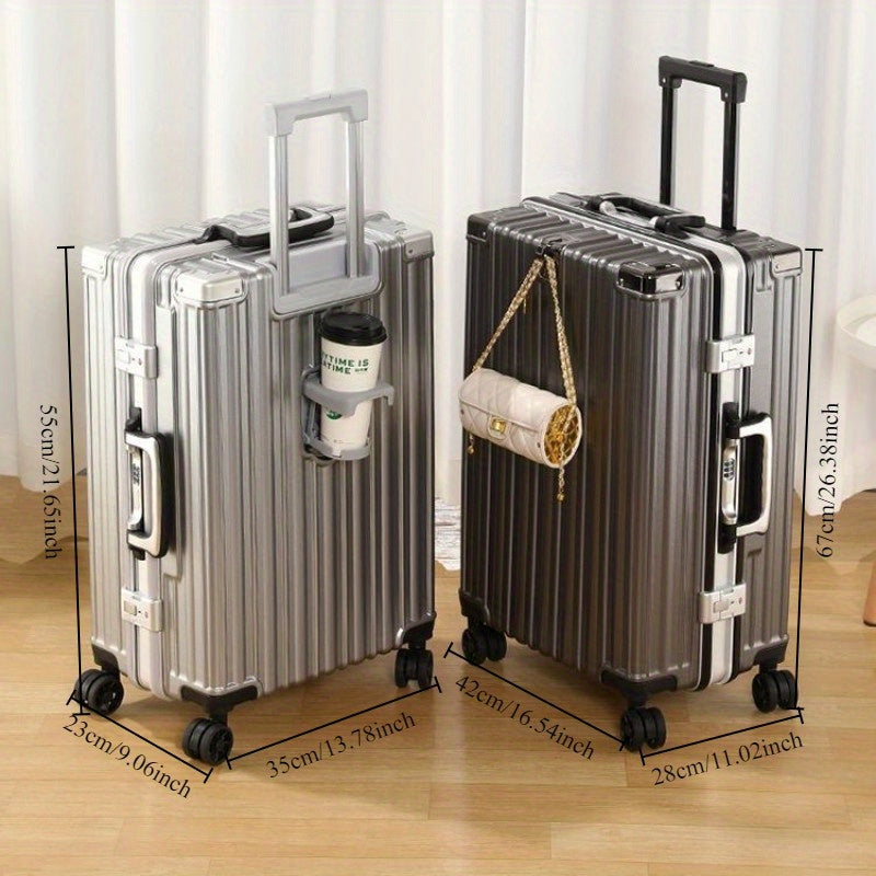 20-Inch Aluminum Frame Spinner Luggage with Password Lock for Men and Women