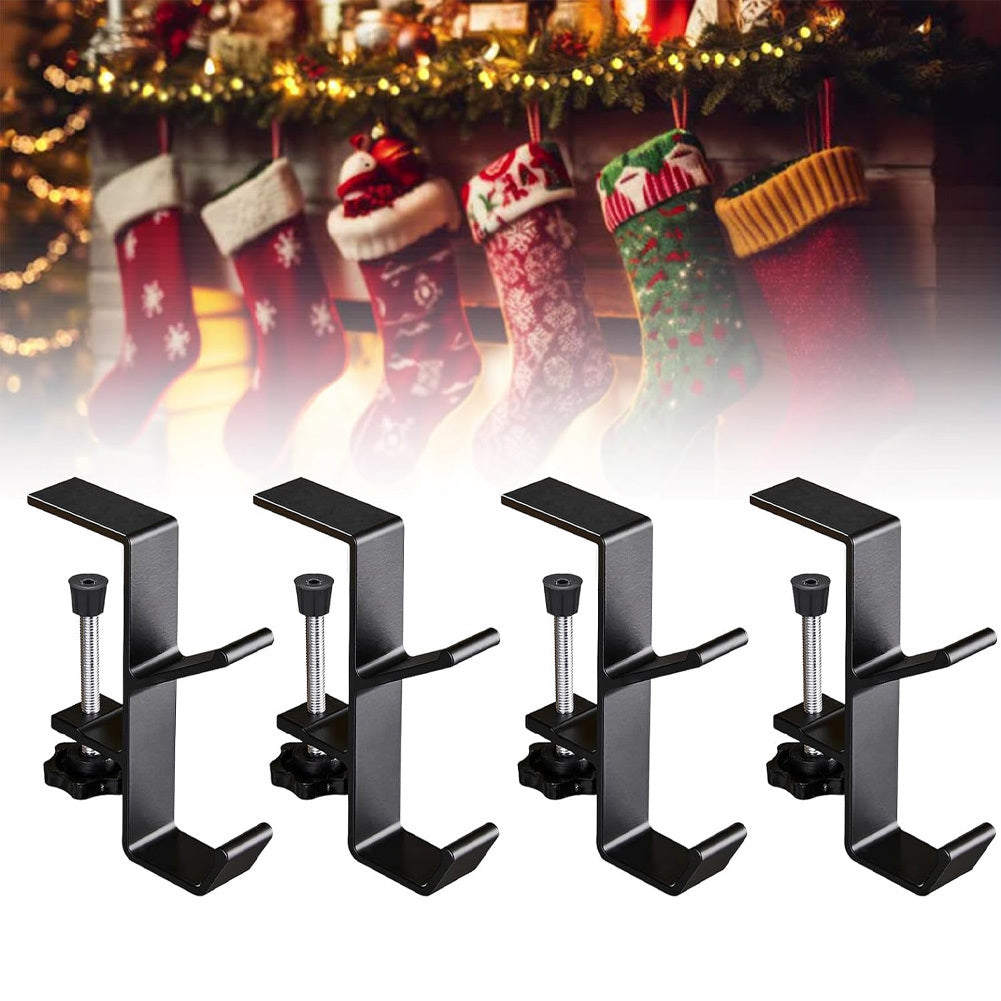 Регулируемые прочные металлические вешалки для гирлянд и носков - набор из 2 штук, держатели для каминной полки с двойными крючками для украшения Рождества, Нового года, Рамадана, выпускного сезона - сверло не требуется