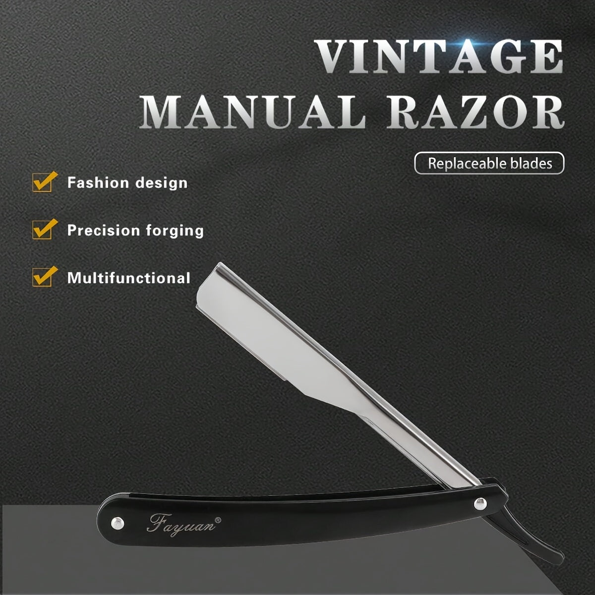 Мужской черный складной бритва с лезвием из нержавеющей стали для точного ухода