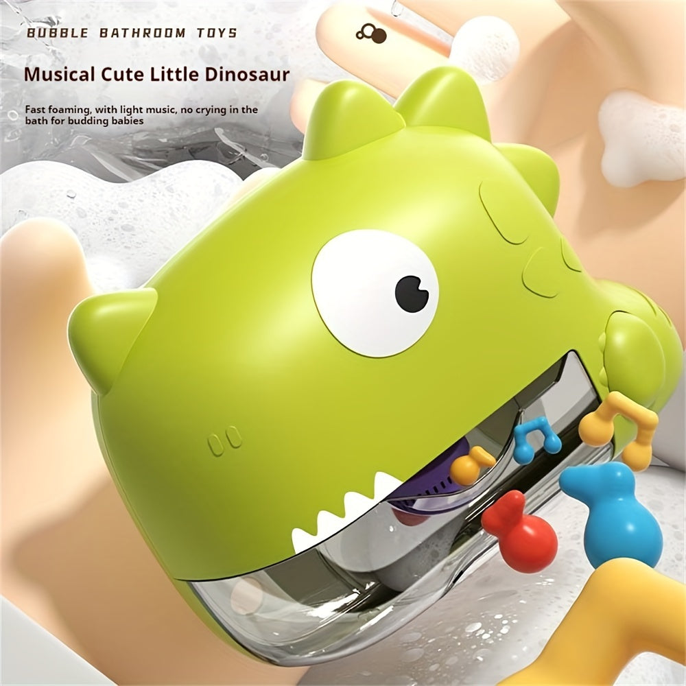 Máquina de burbujas de dinosaurio para bañera de bebé con música y manguera de agua