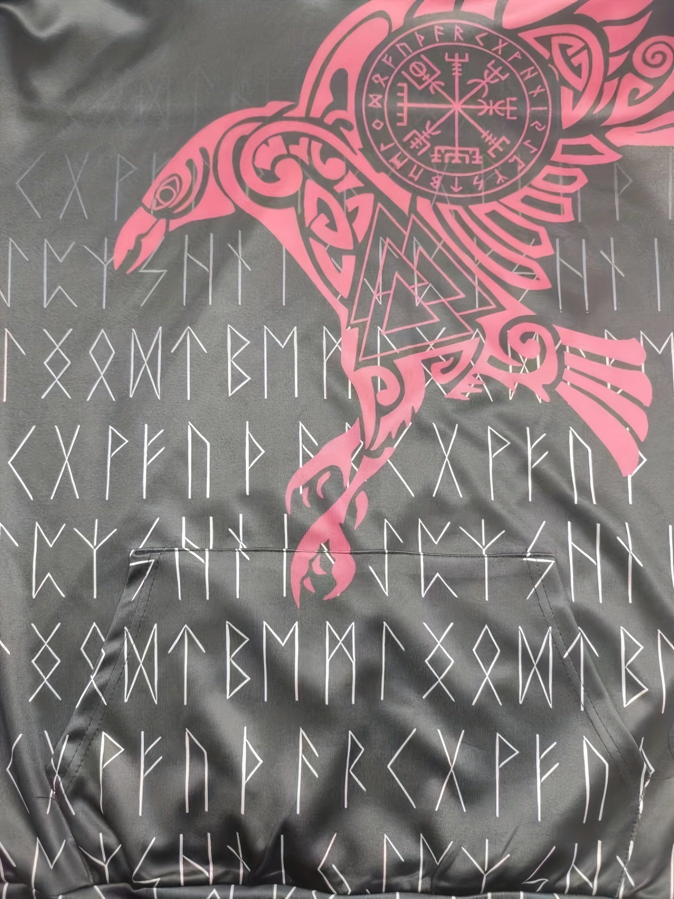 Plus Size Men's Viking Odin Raven Hoodie Casual Sporty Pullover for Spring Fall