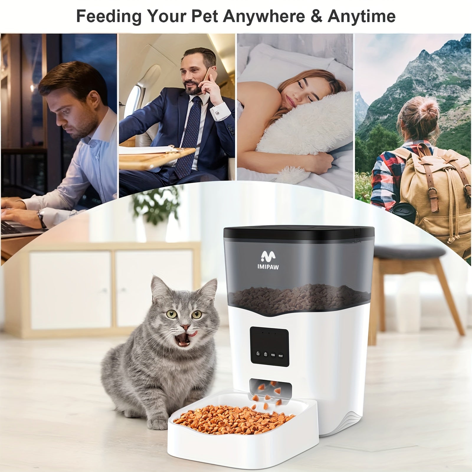 Comedero inteligente para mascotas con WiFi de 3L para perros y gatos con control por app y 20 comidas al día