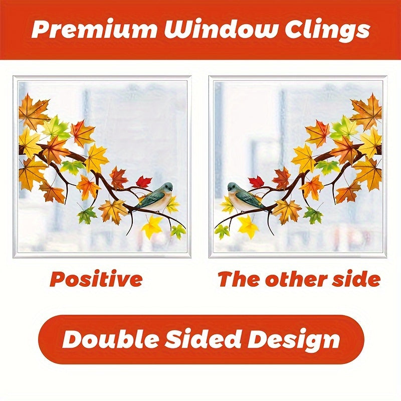 Gran conjunto de calcomanías para ventanas de otoño de 68 piezas con animales, calabazas y hojas de arce para la decoración de Acción de Gracias