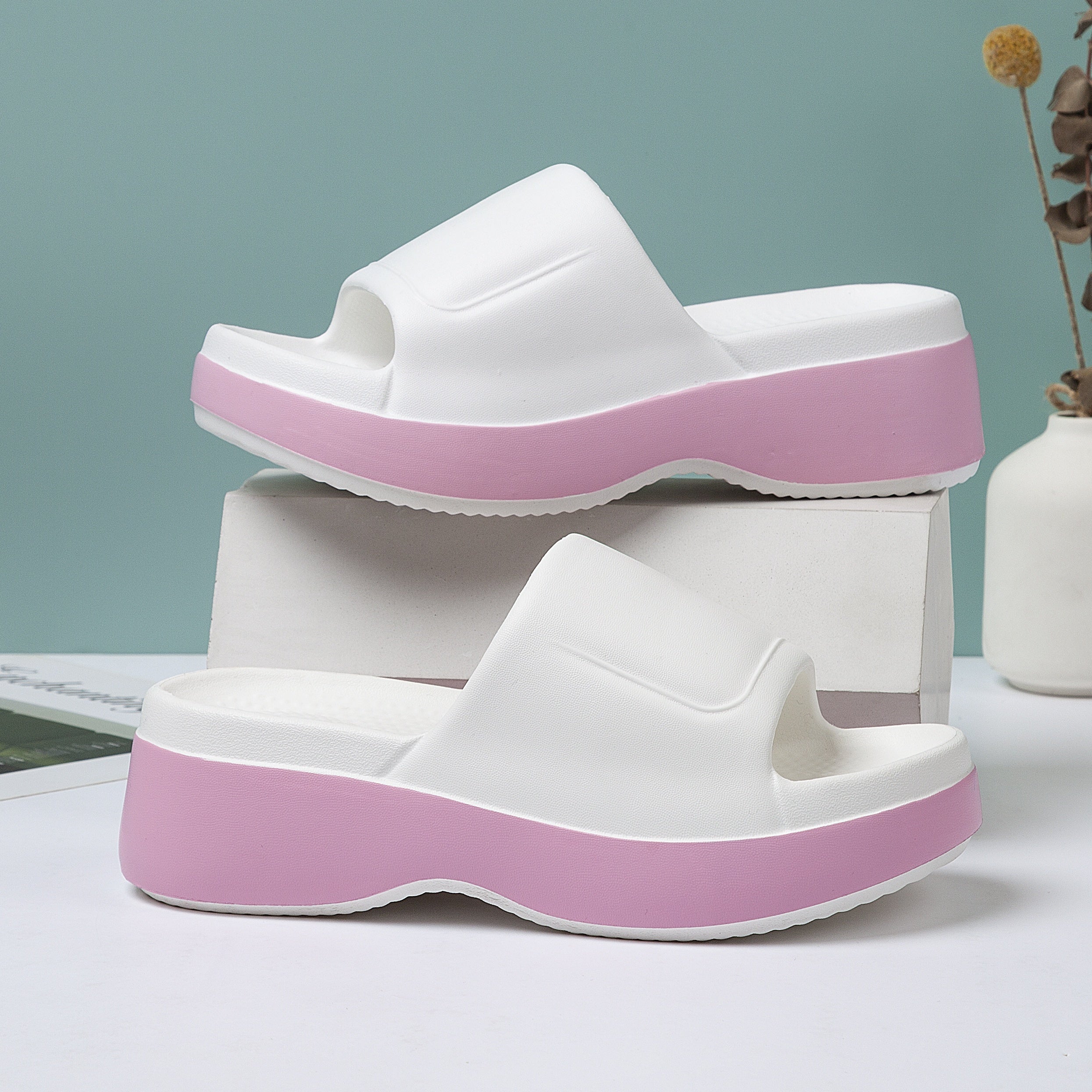 Women's EVA Geometric Double Band Mid-Heel Sandals for Summer