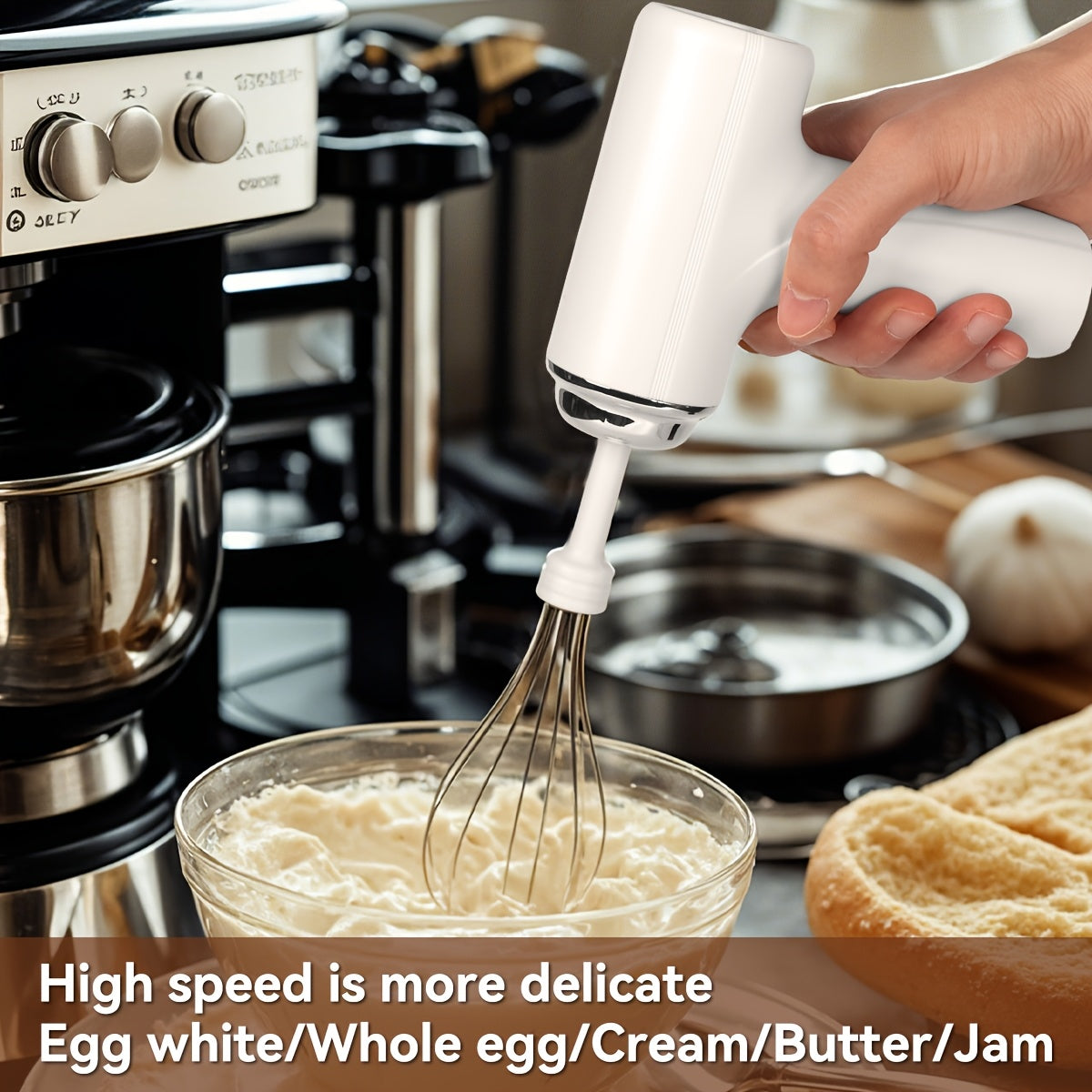 Беспроводной электрический ручной взбиватель для яиц - перезаряжаемый через USB, легкий кухонный миксер с 3 скоростями