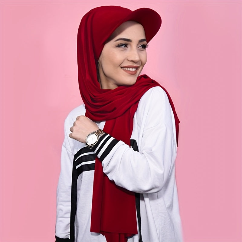 Yengil, bir rangli chiffon hijab shapkasi va boshqoq, tashqi va kundalik kiyim uchun