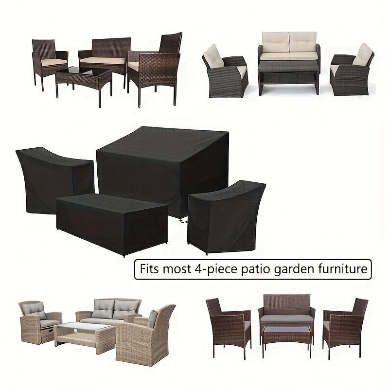 Heavy Duty Waterproof Outdoor Patio Furniture Cover Set for Loveseat, Chairs, and Coffee Table Black