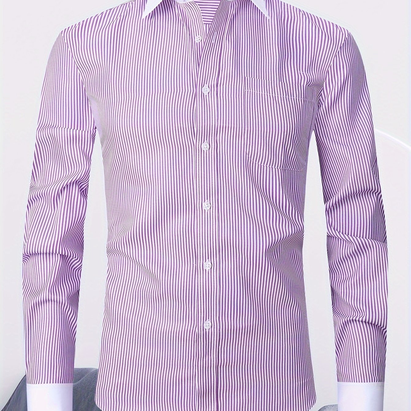 Men's Cotton French-Style Dress Shirt with Stripes and Cufflinks