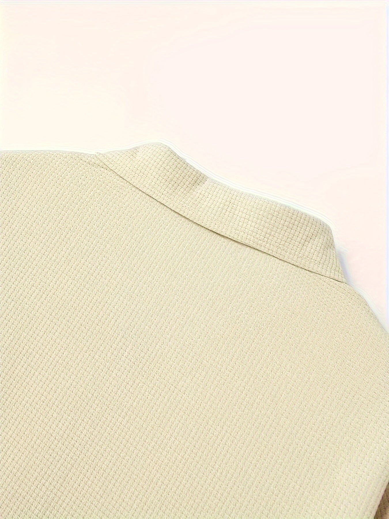 Men's Beige Waffle Knit Tracksuit Set Full-Zip Jacket and Jogging Pants Polyester Spandex