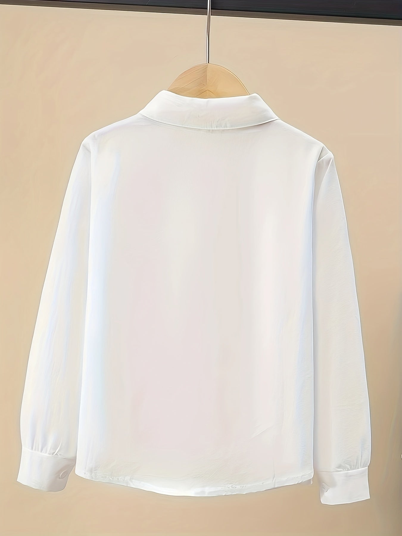 Girls' Cotton Shirt with Bowknot Collar Ruffle Long Sleeve for Spring and Fall