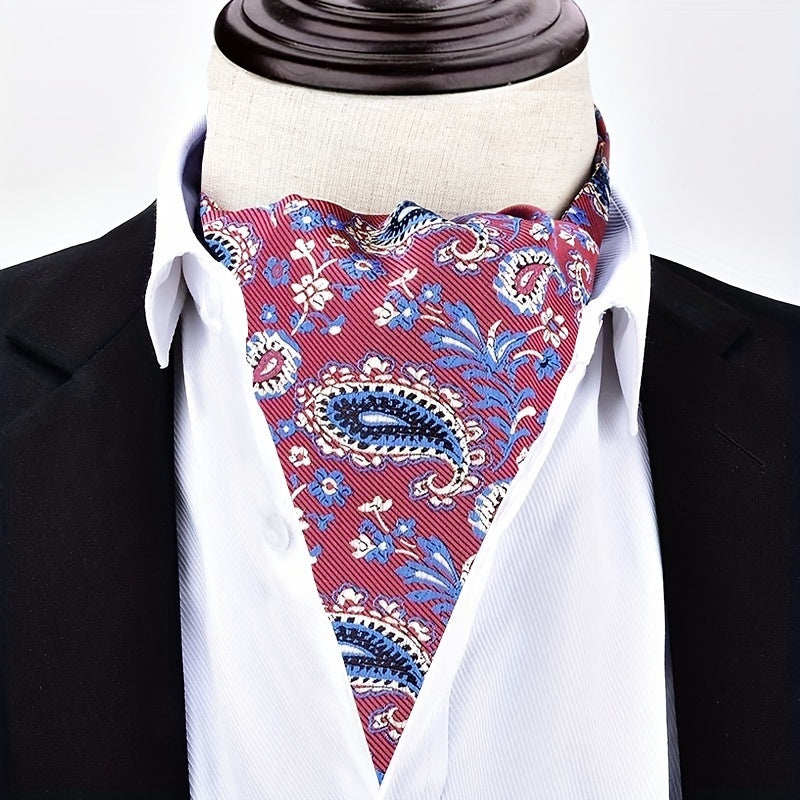 Men's Autumn Winter Double-Layer Paisley Pattern Collared Shirt Scarf for Casual Formal