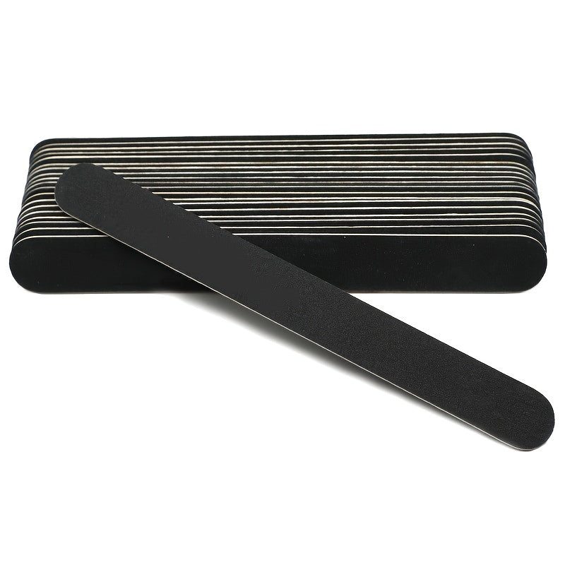 Professional Double-Sided Nail Files 5-Pack Black Emery Boards Manicure Pedicure