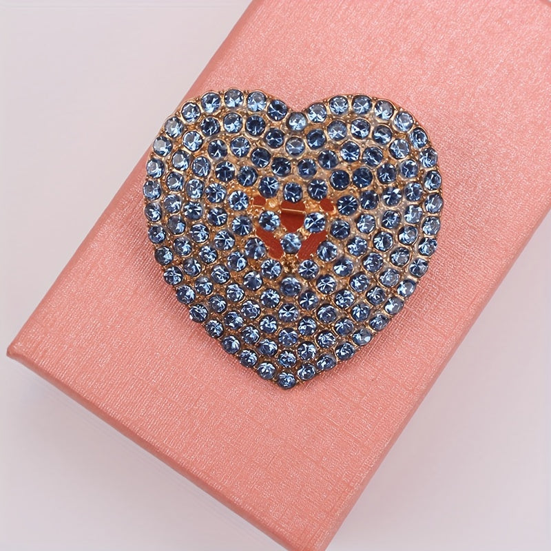 Heart-Shaped Rhinestone Brooch for Women Elegant Jewelry Pin for Dresses Coats