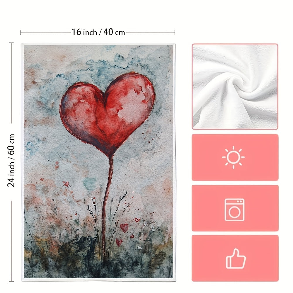 Valentine's Day Oshxona sochiqlari to'plami, 2 ta, Zamonaviy qirg'oq dizayni, Yuqori singdiruvchan polyester tikuv mato, Mashinada yuvishda oson tozalash, 40.64x60.96 sm, Bayram bezaklari uchun zamonaviy qo'l sochiqlari - Mahsulot raqami 2KYSYS1217736