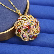 Multicolor Cubic Zirconia Pendant Necklace 18k Gold Plated for Women Weddings Gifts