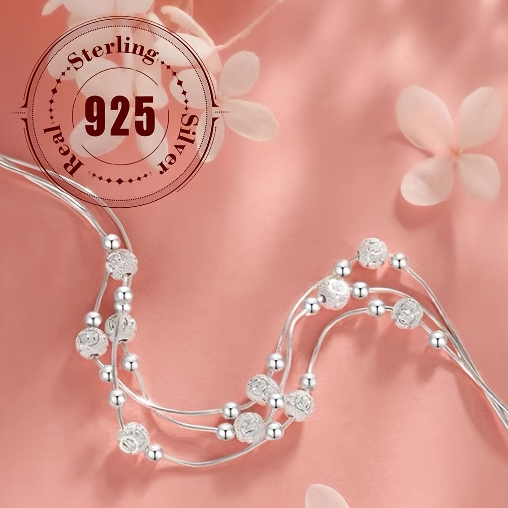 925 Silver Lucky Bead Bracelet for Women Three Lives and Three Worlds Jewelry Gift
