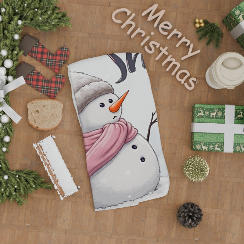 Christmas Towel Snowflake Deer Snowman Design 18x66.04cm Festive Decor