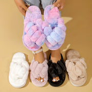 Women's Plush Slippers Indoor Outdoor Non-Slip Wear-Resistant Comfortable Shoes