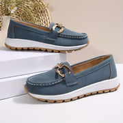 Women's Navy Blue Penny Loafers Synthetic Cover All-Season Comfort