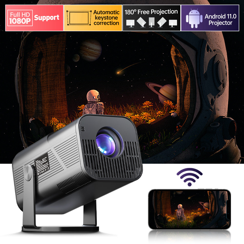 Wireless 4K Android WiFi5 Video Projector for Home Theater 1280x720