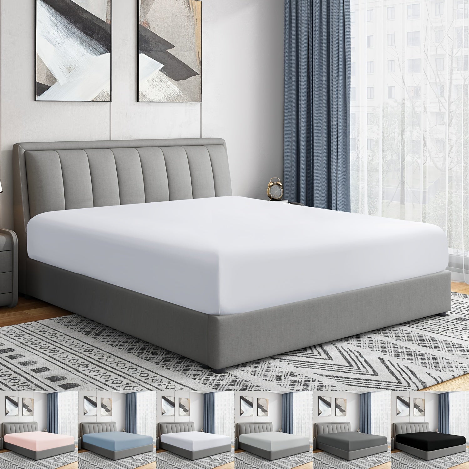 Single Fitted Sheet All-Season Microfiber Hypoallergenic Breathable Mattress Protector