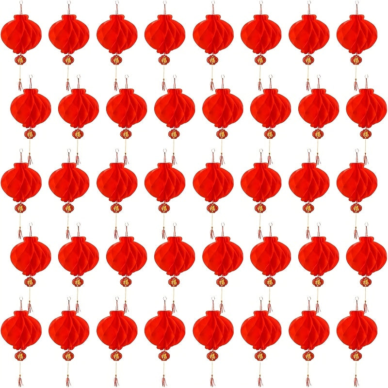Red Chinese Lantern Ornaments for Indoor Outdoor Hanging Decor Set of 20