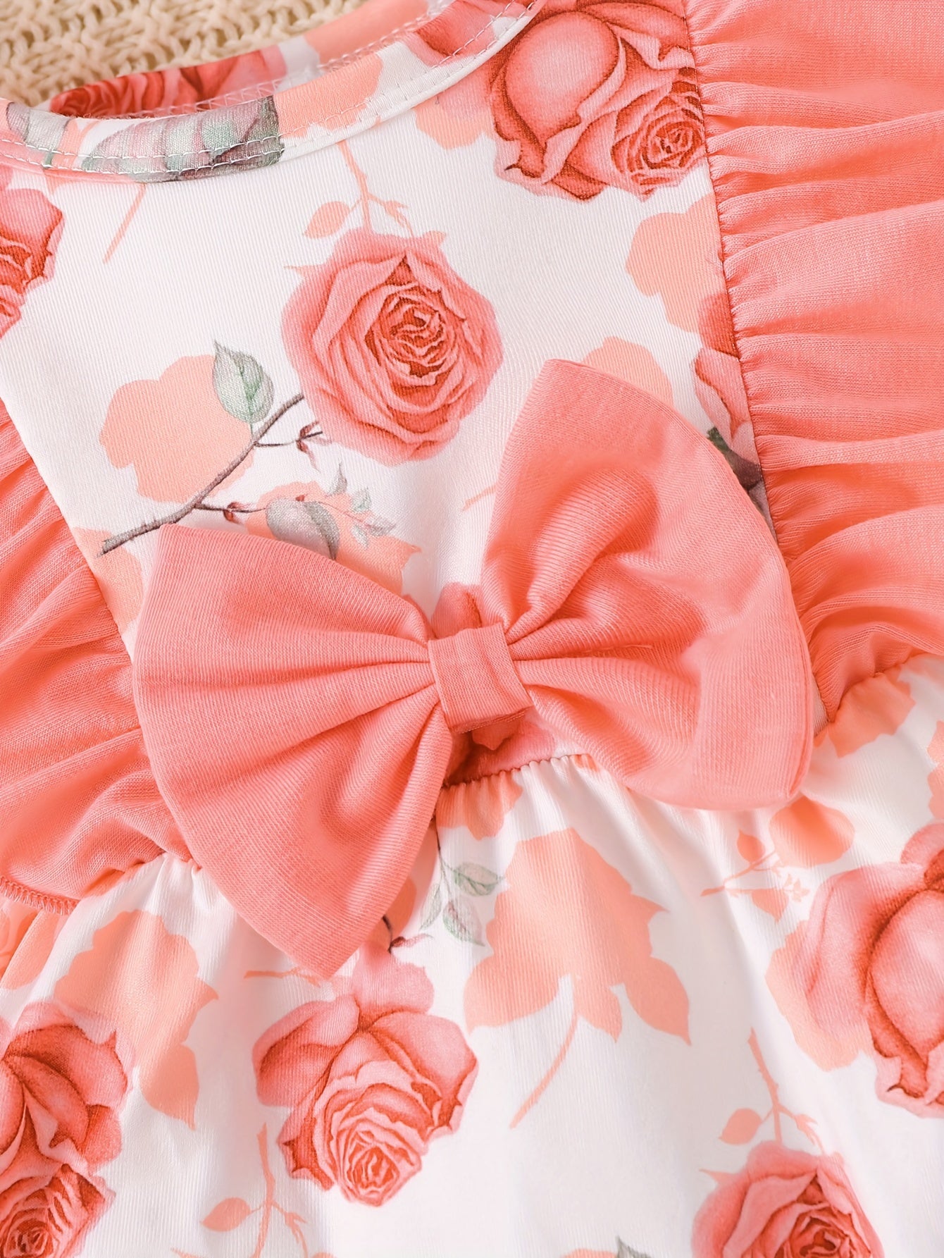 Newborn Baby Girl Onesie with Butterfly and Rose Print Long Sleeve Spring Fall