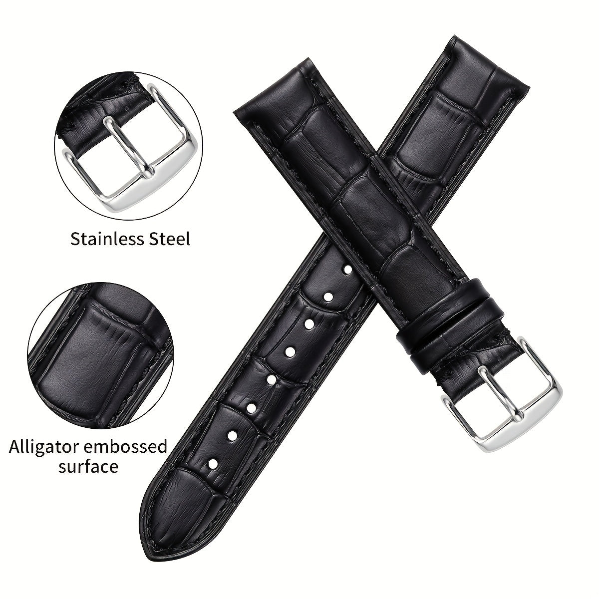 Genuine Leather Watch Bands 12mm 18mm 20mm 22mm Compatible with Smartwatches
