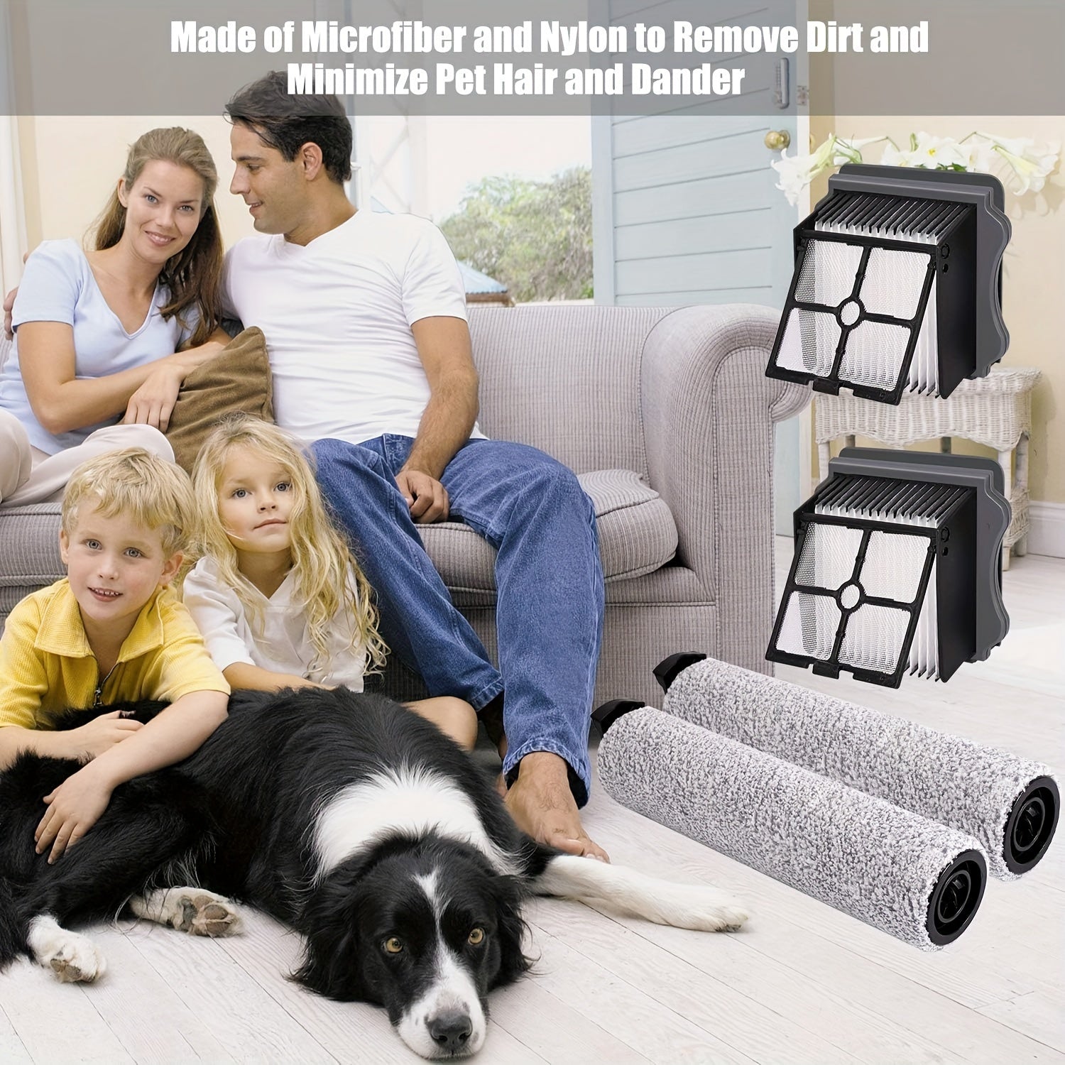 2 Brush Rollers and 2 Vacuum Filters for Cordless Wet Dry Vacuum Cleaner