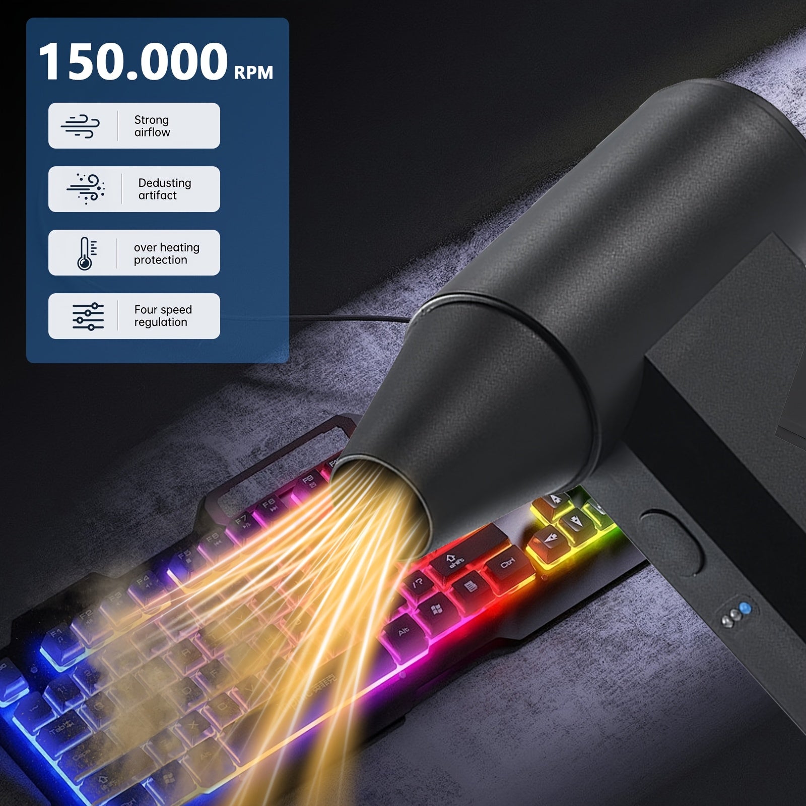 Портативный ручной турбореактивный воздуходувка ABS 150 000 об/мин Многоскоростной автомобильный пылесос