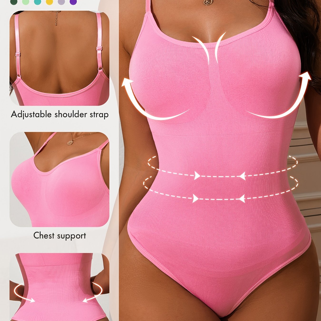 Body moldeador femenino con soporte alto, control de abdomen, levantamiento de glúteos, punto acanalado, nylon ligero con elastano
