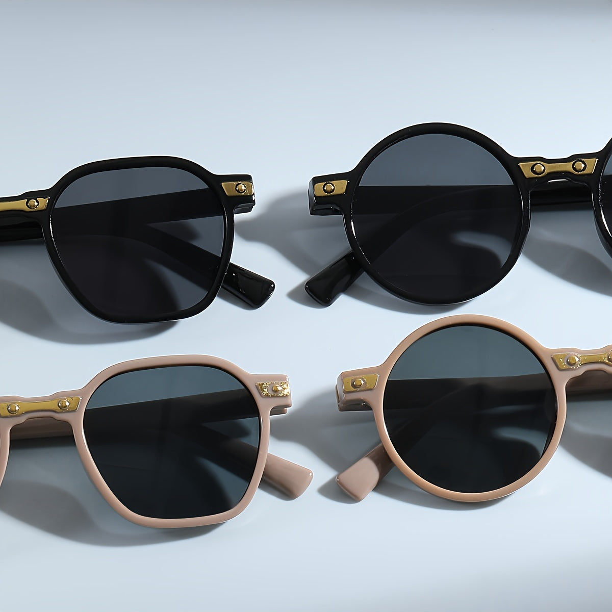 Kids' Square and Round Fashion Sunglasses for Children PC Frame 4 Pack