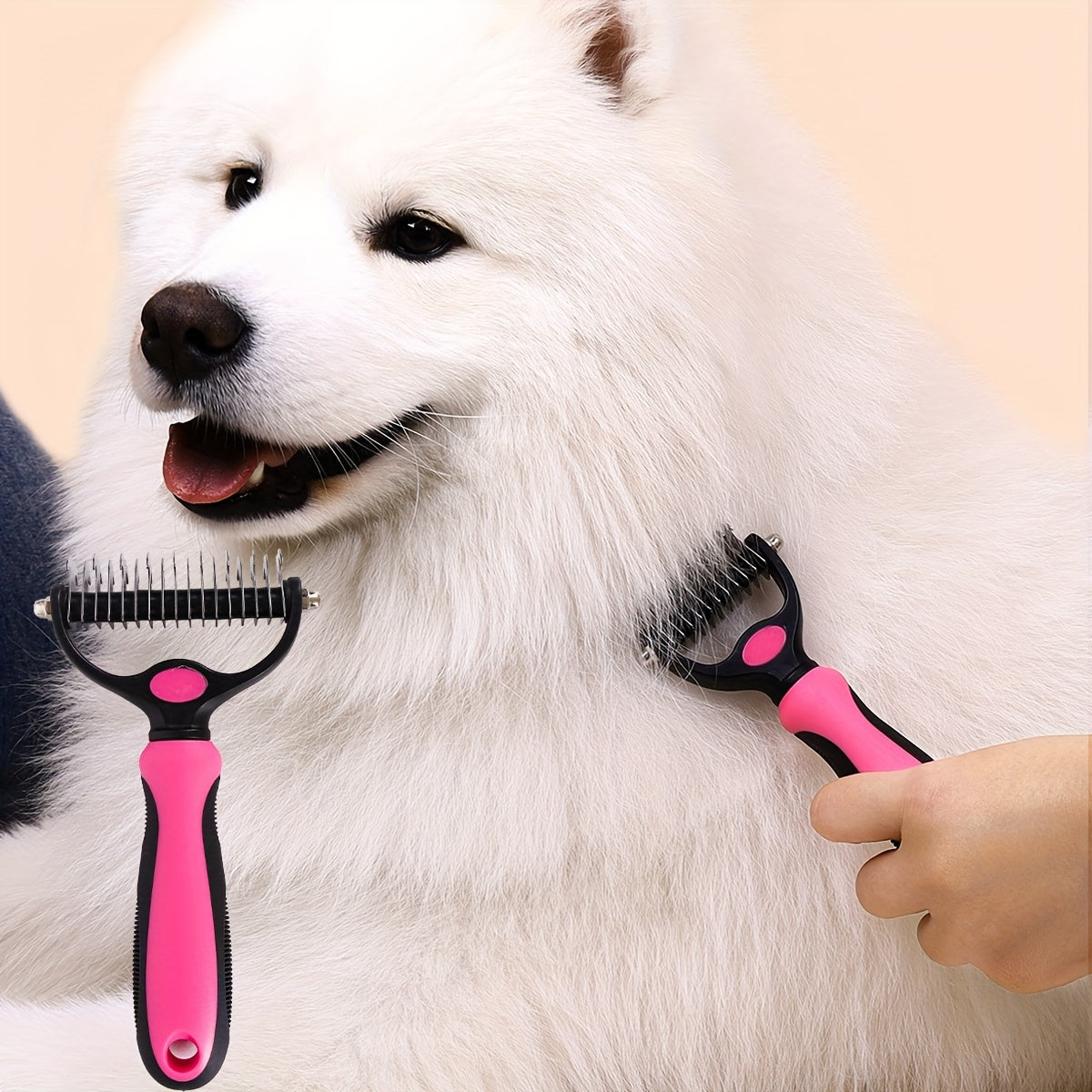 Dog Undercoat Hair Removal Comb Double-Sided Non-slip Slicker Brush for Grooming