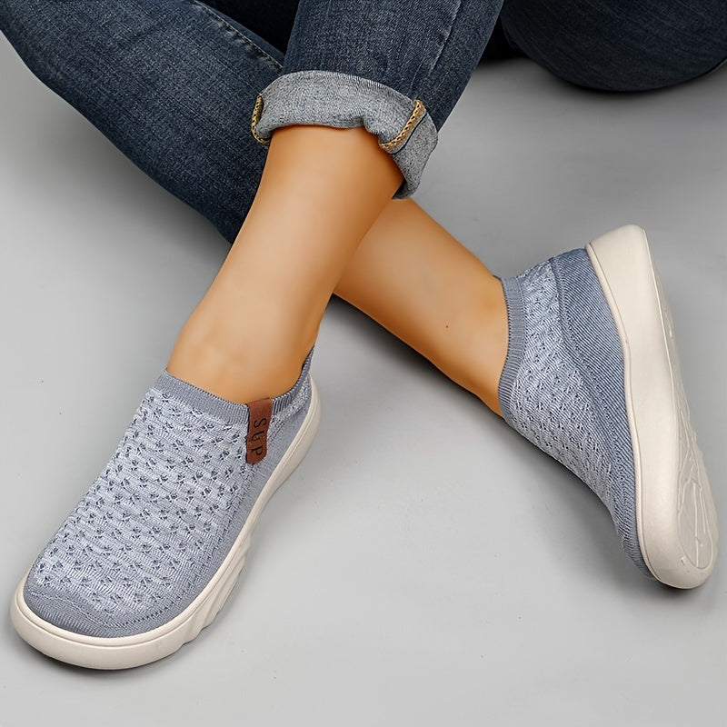 Zapatillas slip-on transpirables de punto para mujer con suela antideslizante