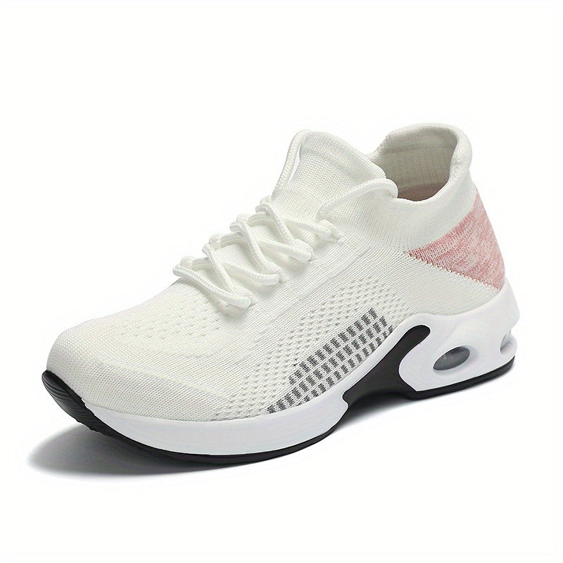Women Breathable Knit Sock Sneakers Lightweight Casual Walking Shoes Pink White