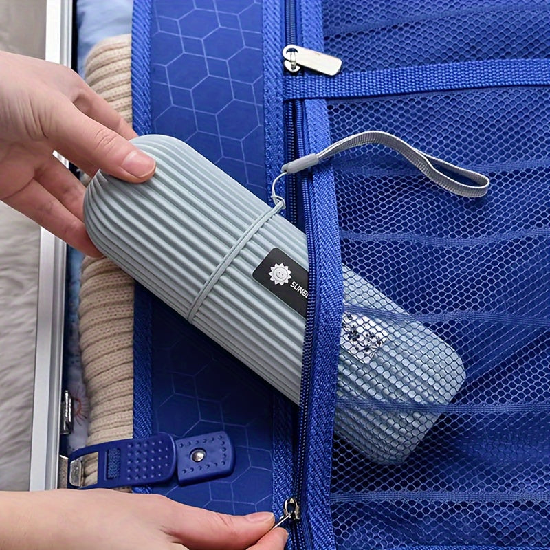Portable Travel Toothbrush Case with Gargle Cup and Toothpaste Holder