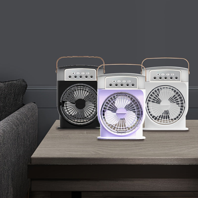 600ml tankli USB Spray Fan, LED chiroq, cheksiz tezlikni boshqarish, uy/ofis/yotoqxona uchun portativ.