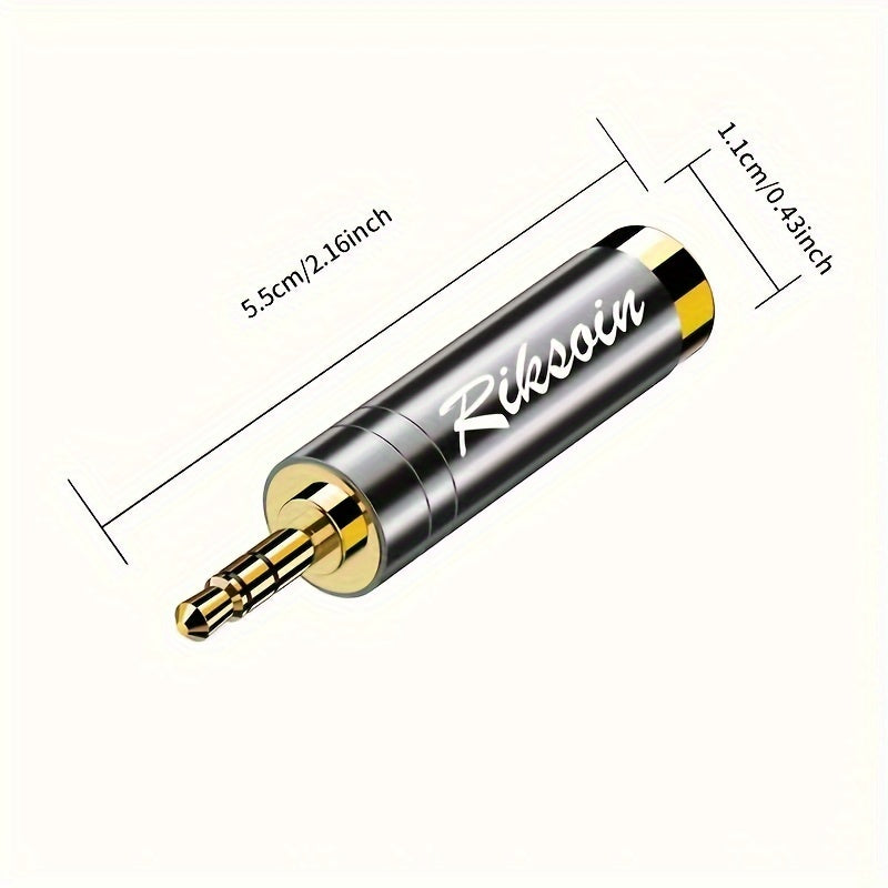 Adaptador de audio de 3.5mm a 6.5mm, chapado en oro, reducción de ruido, aleación gris para instrumentos musicales