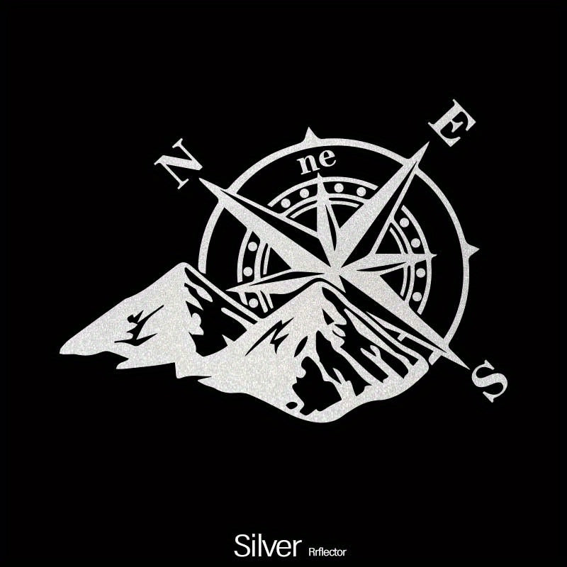 Calcomanías para vehículos de aventura, brújula reflectante, pegatinas de montaña, vinilo