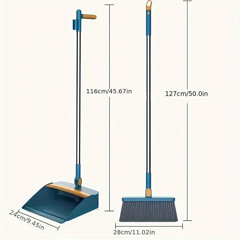 Household Broom and Dustpan Set for Hard Floors Non-Stick Hair Sweeping
