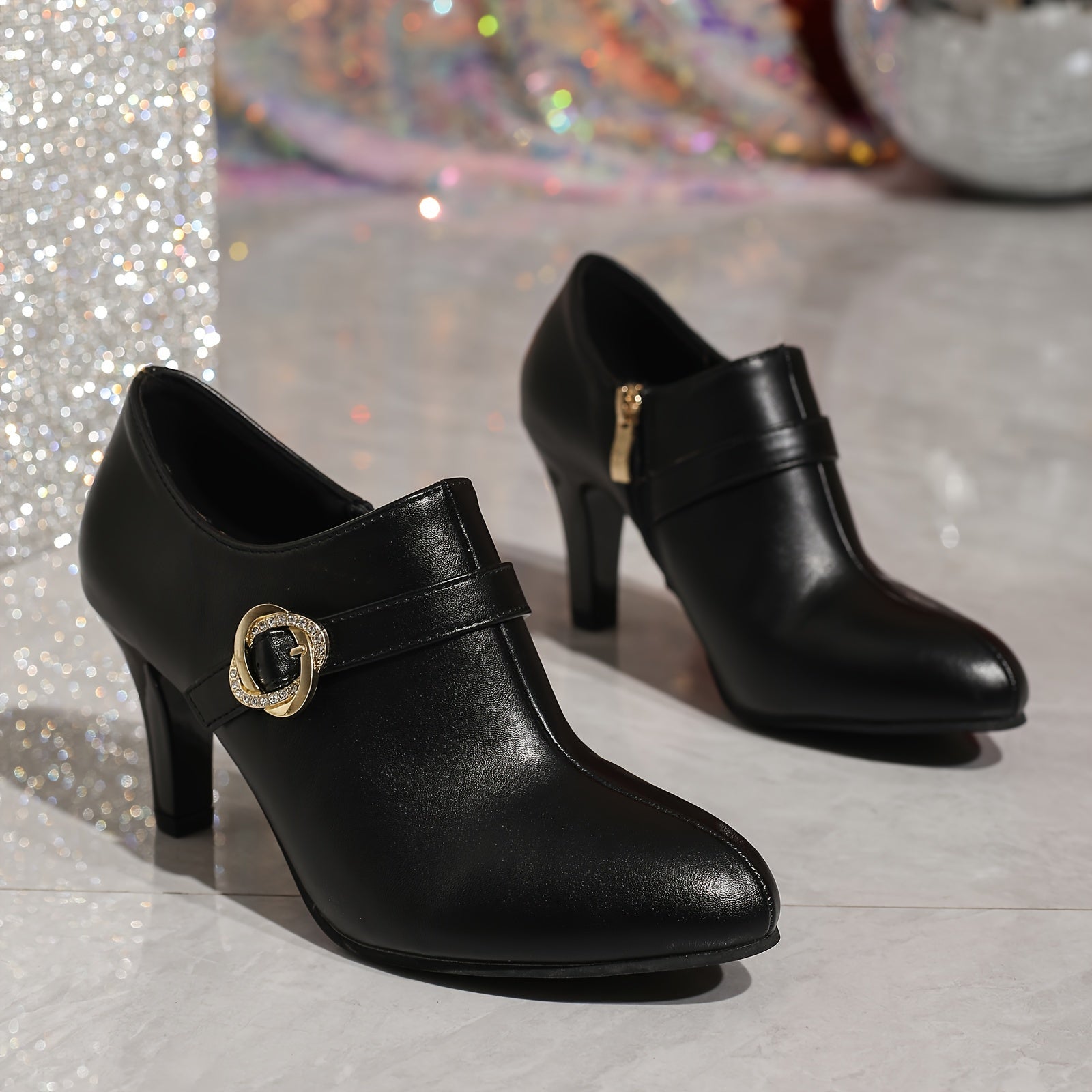 Women's Pointed Toe Ankle Boots High Heel Dress Solid Color Rubber Sole