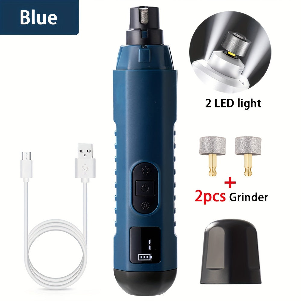 Pet Nail Grinder with 2 LED Lights, 5-Speed Rechargeable Electric Trimmer for Dogs