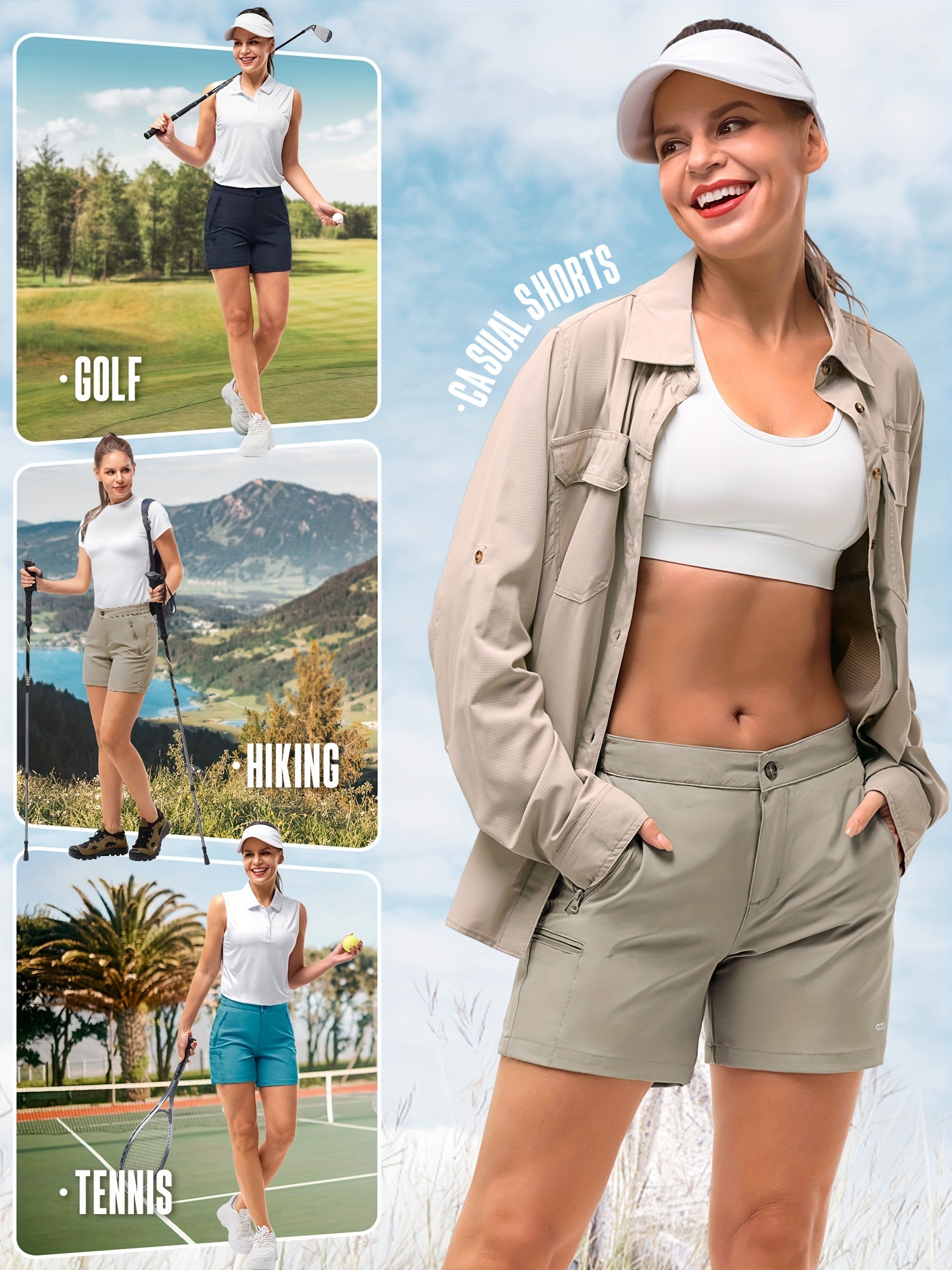 Women's Quick Dry Golf Shorts 12.7 Inch Inseam Stretch Packable Casual