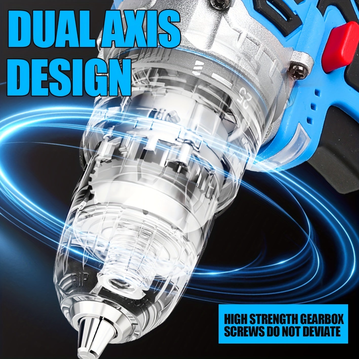 20V Cordless Drill and Electric Screwdriver Set with Lithium-Ion Battery and Ergonomic Grip Blue Black