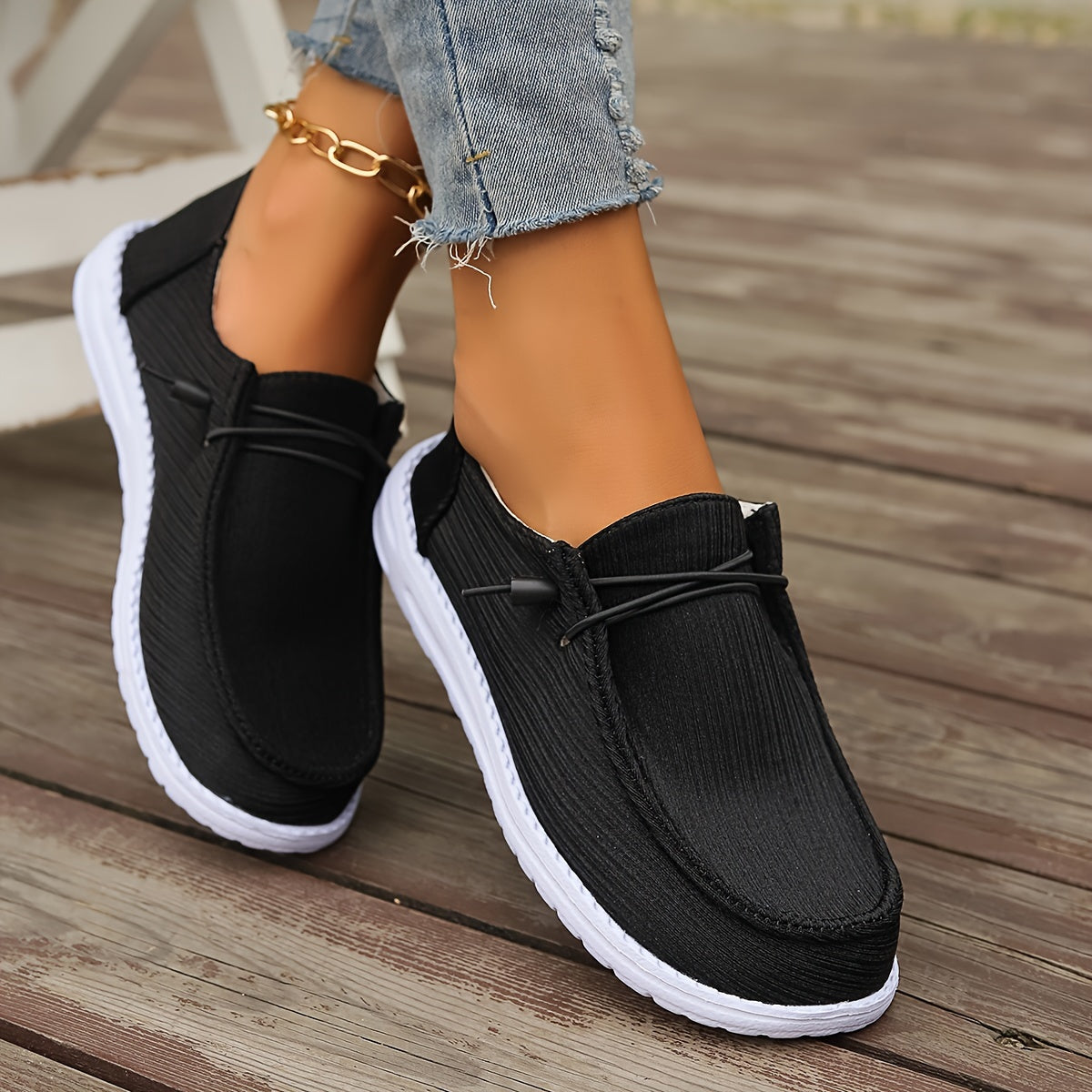 Women's Canvas Slip-On Flat Shoes Breathable Loafers Walking Shoes