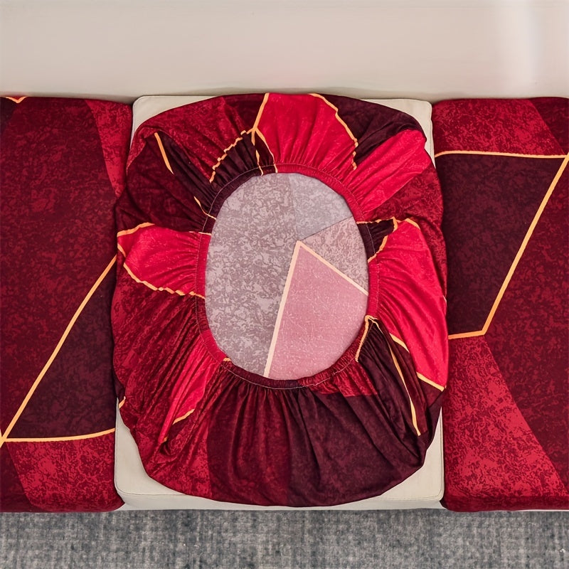 Чехол на растяжку для дивана с геометрическим красным и синим принтом, эластичный, моется в машине, современный домашний декор