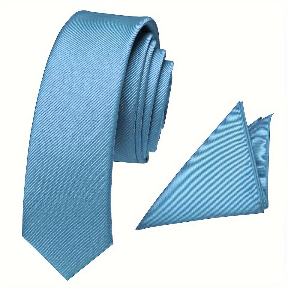 Rasmiy va ish kiyimlari uchun 2 ta to'liq rangli erkaklar galstuklari va ko'rsatilgan cho'ntak shamlari to'plami